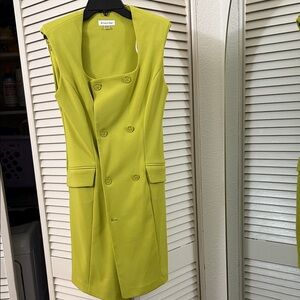Calvin Klein Chartreuse Double-Breasted Dress